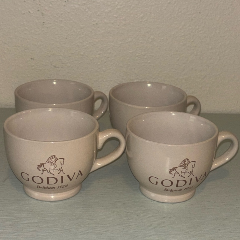SET OF 4 GODIVA GLASS COFFEE CUPS